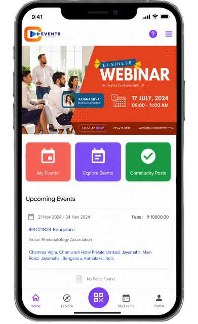 EventsMitra Mobile App Dashboard