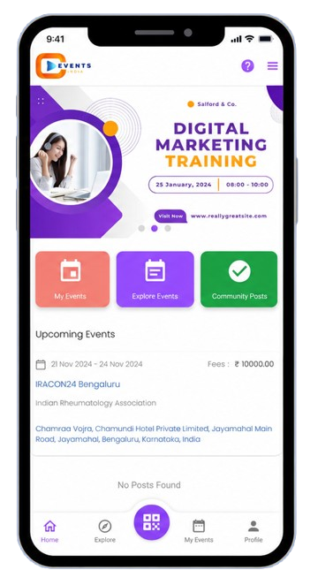 EventsMitra Mobile App Dashboard